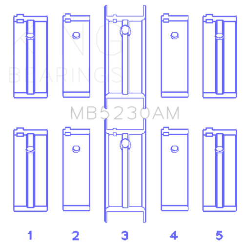 King Engine Bearings Nissan E15/E16/E13/E15ET (Size +0.50mm) Main Bearing Set - MB5230AM0.5 Photo - Primary