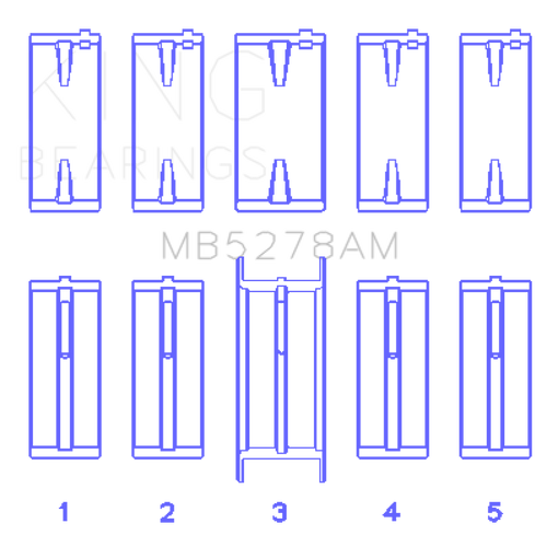 King Engine Bearings Ford 140Ci /2.3Liter/L4 (Size +0.25mm) Main Bearing Set - MB5278AM0.25 Photo - Primary