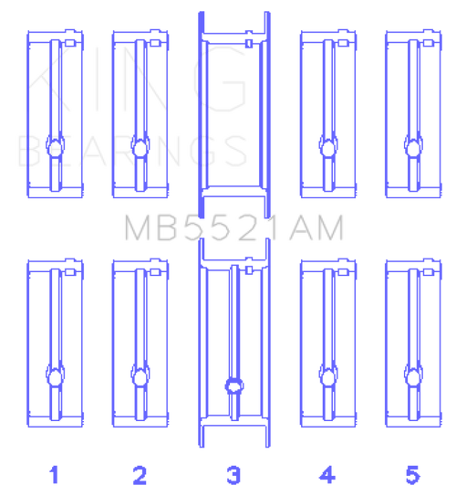 King Engine Bearings Chrysler 2.2 (Size +0.50mm) Main Bearing Set - MB5521AM0.5 Photo - Primary