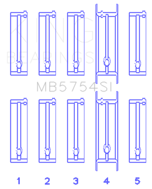 King Engine Bearings ChevrolET 121Ci/Ln2 134Ci Fl O/S 010 (Size +0.50mm) Main Bearing Set - MB5754SI0.5 Photo - Primary