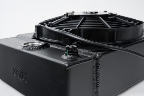 CSF Universal Drag Race / Tuck Radiator w/9in Spal Fan - 10.5in H x 10in L x 3.6in W - Black - 7065B Photo - Close Up