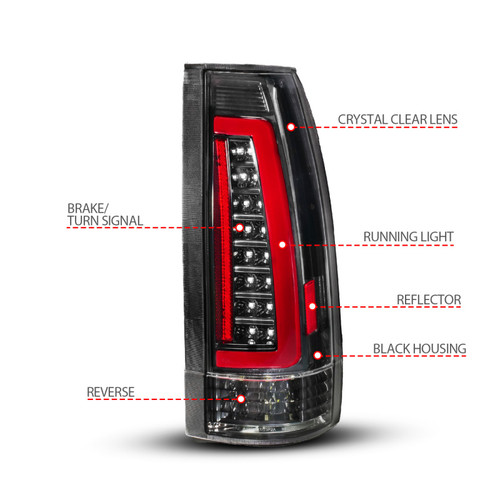 ANZO 88-99 Chevy/GMC C/K1500/2500/3500 Full LED Light Tube Taillights Black Housing Clear Lens - 311485 User 3