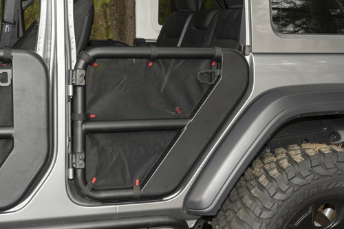 Rugged Ridge Fortis Tube Door Covers Rear Pair Black 18-20 Jeep Wrangler JLU - 13579.54 Photo - Mounted