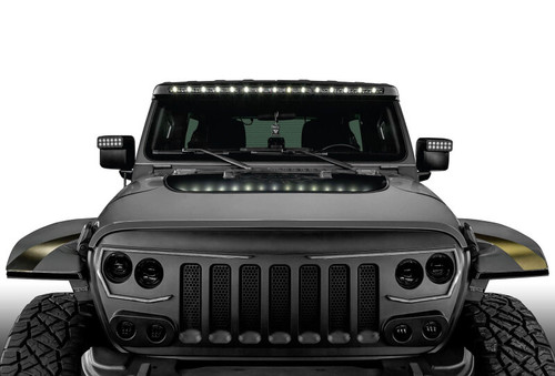 Oracle Jeep Wrangler JL/Gladiator JT Integrated Windhsiled LED Light Bar System - 5917-023 Photo - Mounted