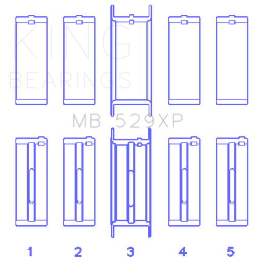King Engine Bearings Ford Windsor 260CI/289CI 5.0L 529XP Main Bearing Set - MB529XP010 Photo - Primary