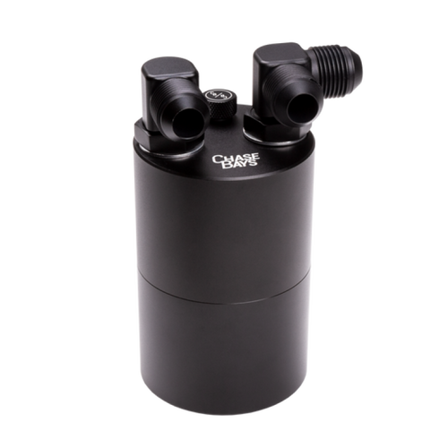 Chase Bays -10AN 90 Deg L-Fitting Inlet -10AN Straight Outlet Oil Catch Can w/Type 2 Bracket - CB-OILCATCH-10AN90L-10AN-002 User 1