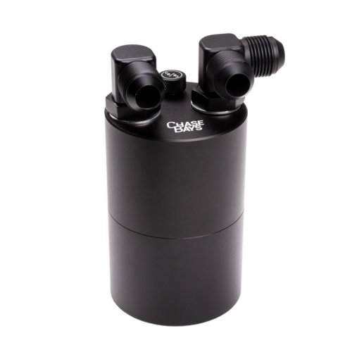 Chase Bays -10AN 90 Deg L-Fitting Inlet -10AN 90 Deg Outlet Oil Catch Can w/Type 3 Bracket - CB-OILCATCH-10AN90L-10AN90-003 User 1