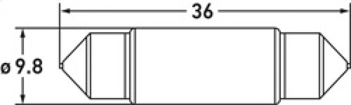Hella LED 6418 12V 1W SV8.5-8 6.5K 36 SING Bulb - 6418LED 6.5K Technical Drawing