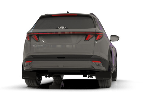 Rally Armor 2025+ Hyundai Tucson (Excl. ICE & XRT) Black UR Mud Flap w/ White Logo - MF135-UR-BLK-WH User 1