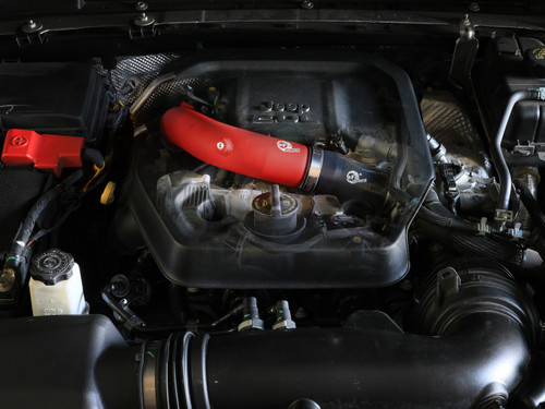aFe 2024+ Jeep Wrangler JL L4-2.0L (t) BladeRunner 2-1/2in Aluminum Hot Charge Pipe - Red - 46-20778-R Photo - Mounted