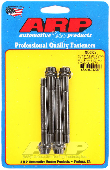 ARP 5/16-24 X 3.250 black 12pt water pump pulley w/ 2.000in fan spacer stud kit - 100-3225 Photo - Primary