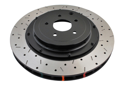 DBA 09+ Nissan GTR R-35 Rear Drilled & Slotted 5000 Series 2 Piece Rotor Assembled w/ Black Hat (Ava - DBA52321BLKXS Photo - Primary