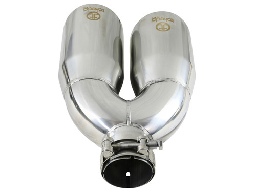 aFe Takeda 2.5in 304 Stainless Steel Clamp-on Exhaust Tip Drivers Side 2.5in Inlet 4inDual- Polished - 49T25484-P122 Photo - Unmounted