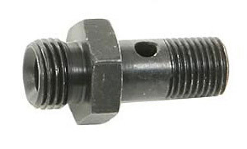 AEM High Volume Fuel Rail Banjo Fitting w/ Hole - Male -6AN ORB thread (9/16in -18) - 25-603 Photo - Close Up