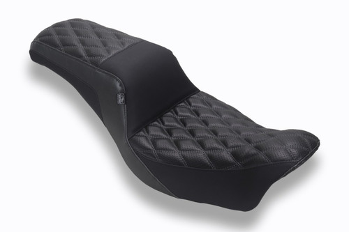 Mustang 06-17 HD Dble Diamond Squareback One-Piece, 2 Up Dyna Black w/Gunmetal Thread - 78810GM User 1