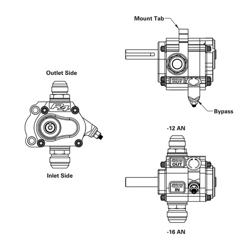 Peterson Fluid Systems R4 1-Stage Oil Pump - Left Side Mount - Rear Drive - 04-1004 Illustration Guide