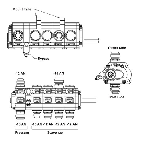 Peterson Fluid Systems R4 5-Stage Oil Pump - BH - HV - Rear Drive - 04-5056 Illustration Guide