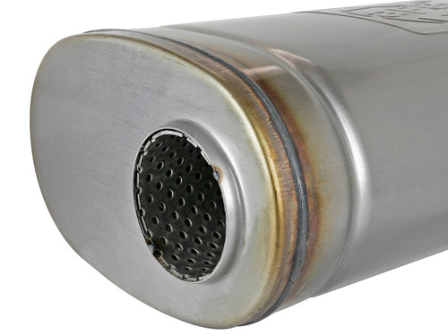 afe MACH Force-Xp Muffler 2-1/2 IN ID Offset/Dual x 18 IN L x 8 IN W x 5 IN H - Oval Body - 49M00033 Photo - Unmounted