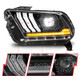 ANZO 13-14 Ford Mustang (w/ Factory HID/Xenon HL only) Projector Headlights w/Light Bar Black - 121572 Photo - Unmounted