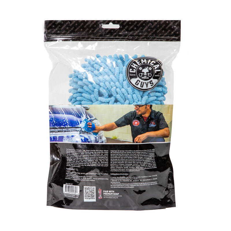 Chemical Guys MIC811 Chenille Premium Scratch-Free Microfiber Wash Mitt,  Blue