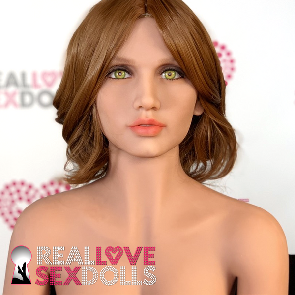 Sex doll accessory, short auburn wig with a center part.
