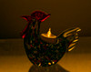 Glass Rooster Tea Light Holder 5"