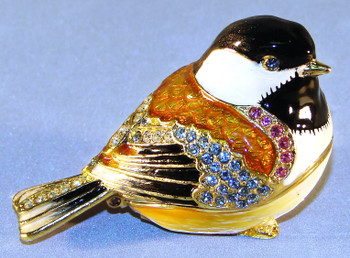 Jeweled "Black Capped Chickadee" Box 2 1/2"