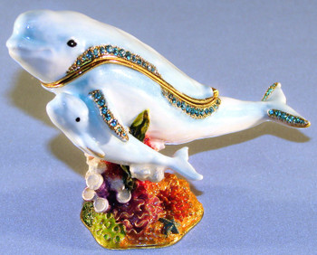 Jeweled "Beluga Whale" Box 4 3/4"