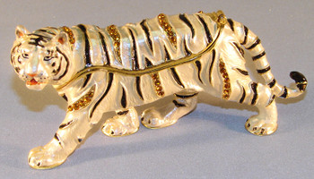 Jeweled "White Tiger" Box 4"