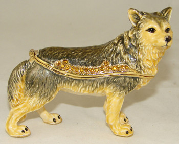 Jeweled "Wolf" Box 3 1/4"