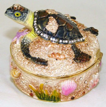 Jeweled "Sea Turtle" Box 2 1/2" H2556