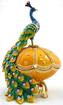 Jeweled "Peacock on Egg" 6"