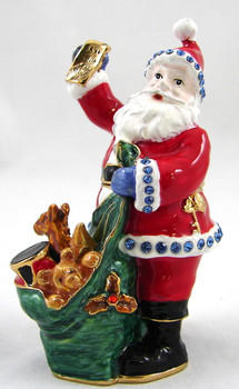 Christmas Jeweled Box - Santa 3 1/2"