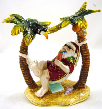 Christmas Jeweled Box -Santa Hammock 3 1/2"