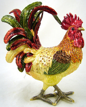 Jeweled "Rooster " Box 7 1/2"