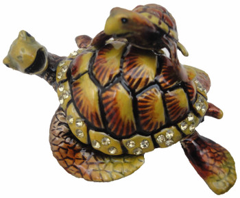 Sea Turtle w/ baby Jeweled Box 3"