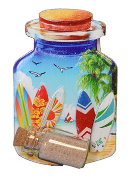 Surfboard Jar Magnet w/ Sand Bottle 3 1/4"
