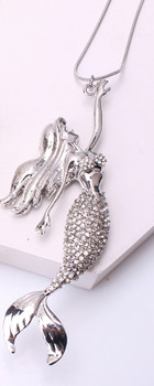 Silver Mermaid Pendant 4"