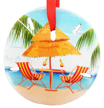 Sand Dollar Beach Hut Ornament 3"