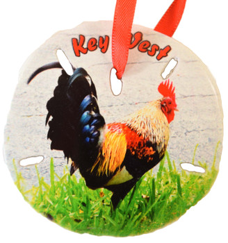 Sand Dollar Key West Rooster Ornament 3"