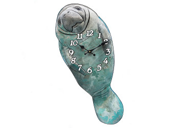 Manatee Die Cut Wooden Clock Manatee Die Cut Wooden Clock