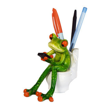 Distracted Bathroom Frog pen Holder4"