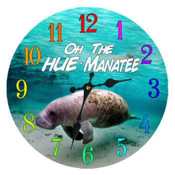 Manatee Glass Clock 13"