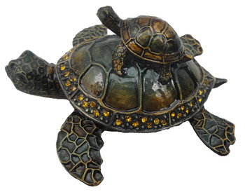 Sea Turtle With Baby Jeweled Box