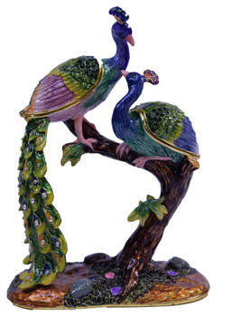 Peacock Lovers Jeweled Box