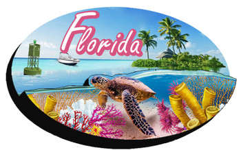 Double Epoxy Foil Turtle Florida Magnet