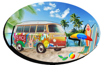 Double Epoxy Foil Beach  Bus Magnet