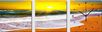 3 Piece Canvas Clock Sunset