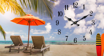 Beach Umbrella Glass Clock 8" X 10"