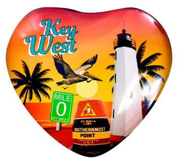 Heart Shape Glass Magnet--Key West Collage
